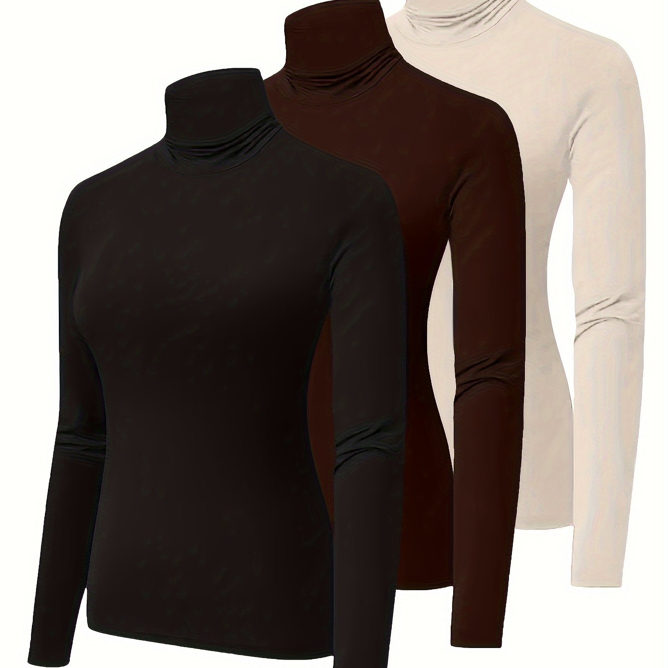 Женский комплект термобелья для женщин, топ с длинным рукавом и воротником-стойкой, 3 шт.