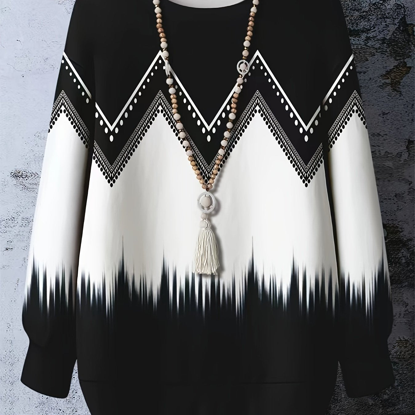 Plus Size Women's Crew Neck Sweatshirt Polyester Knit Floral Embroidery All-Season