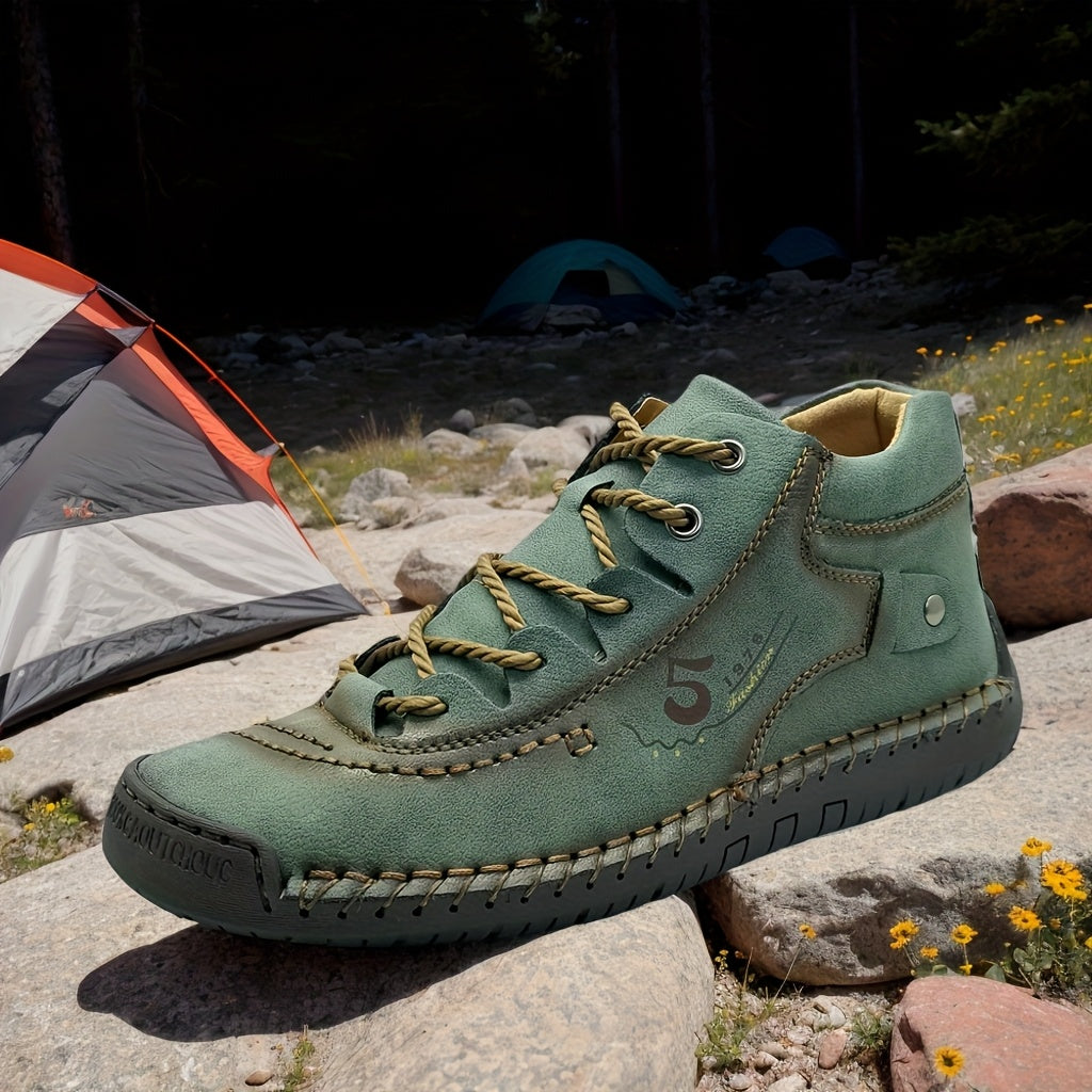 Women's Green Microfiber Hiking Boots Lace-Up All-Season Comfort