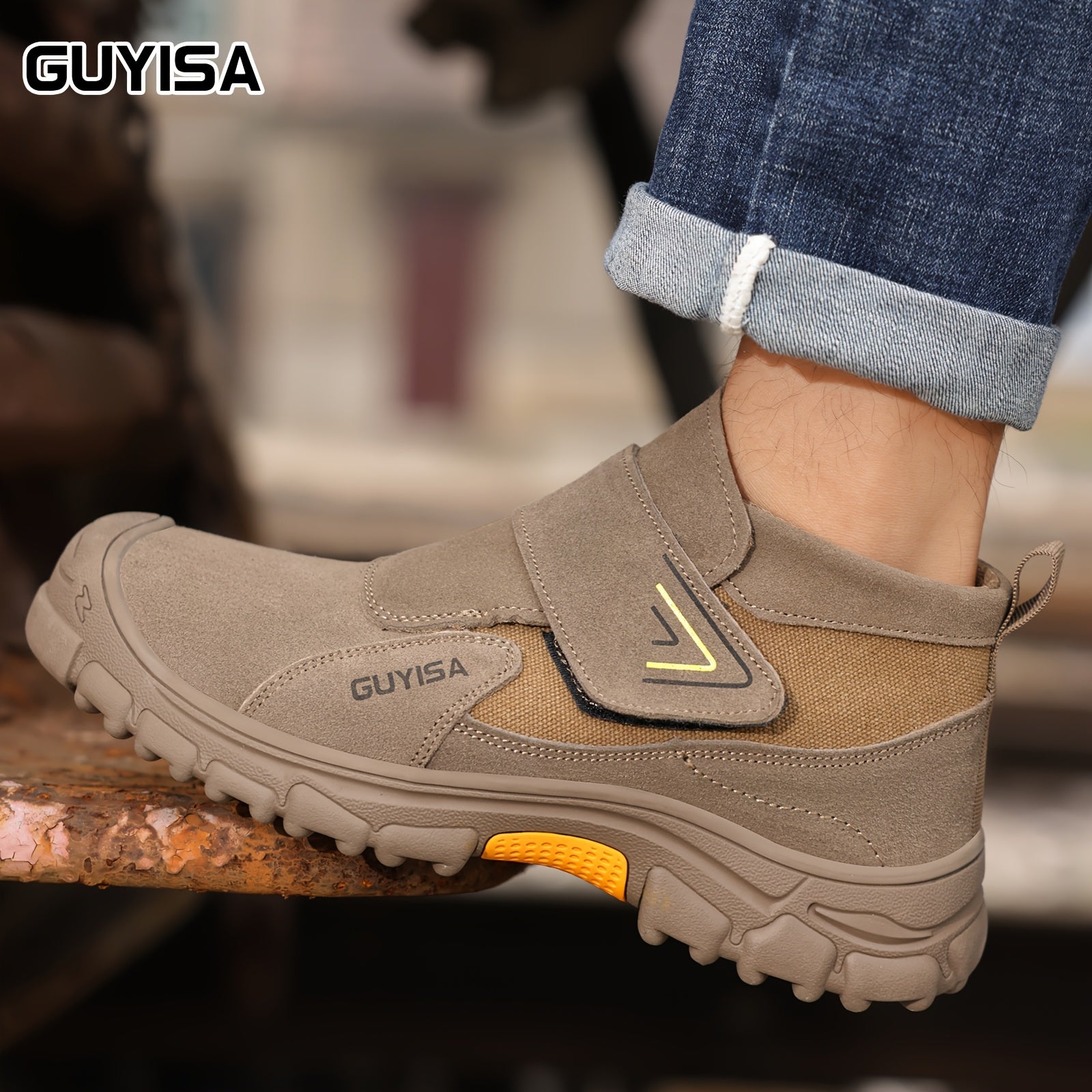 Men's Safety Work Shoes Steel Toe Round Toe Mid-Top All-Season Fire Retardant Anti-Slip Rubber Sole