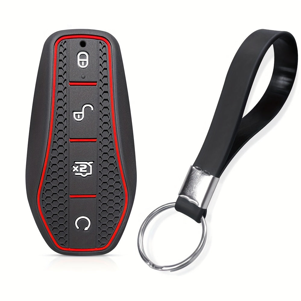 Silicone Car Remote Cover For EV Key Fob With Keychain Accessory