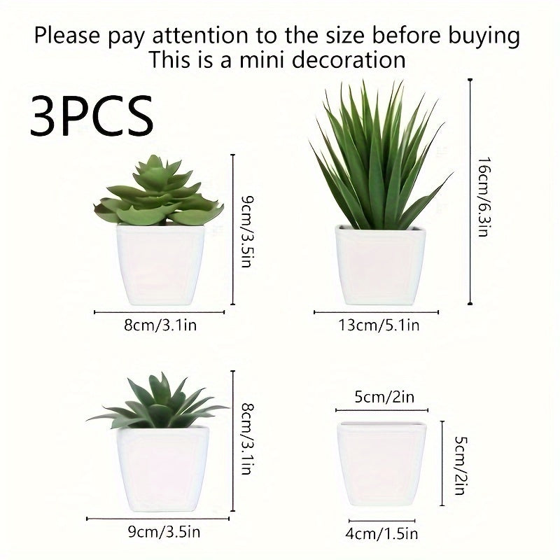 Artificial Succulents Set of 3 Potted Fake Plants for Indoor Decor Living Room Office Bedroom Hotel