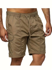 Plus Size Men's Cargo Shorts Drawstring Multi-Pocket Casual Outdoor Polyester
