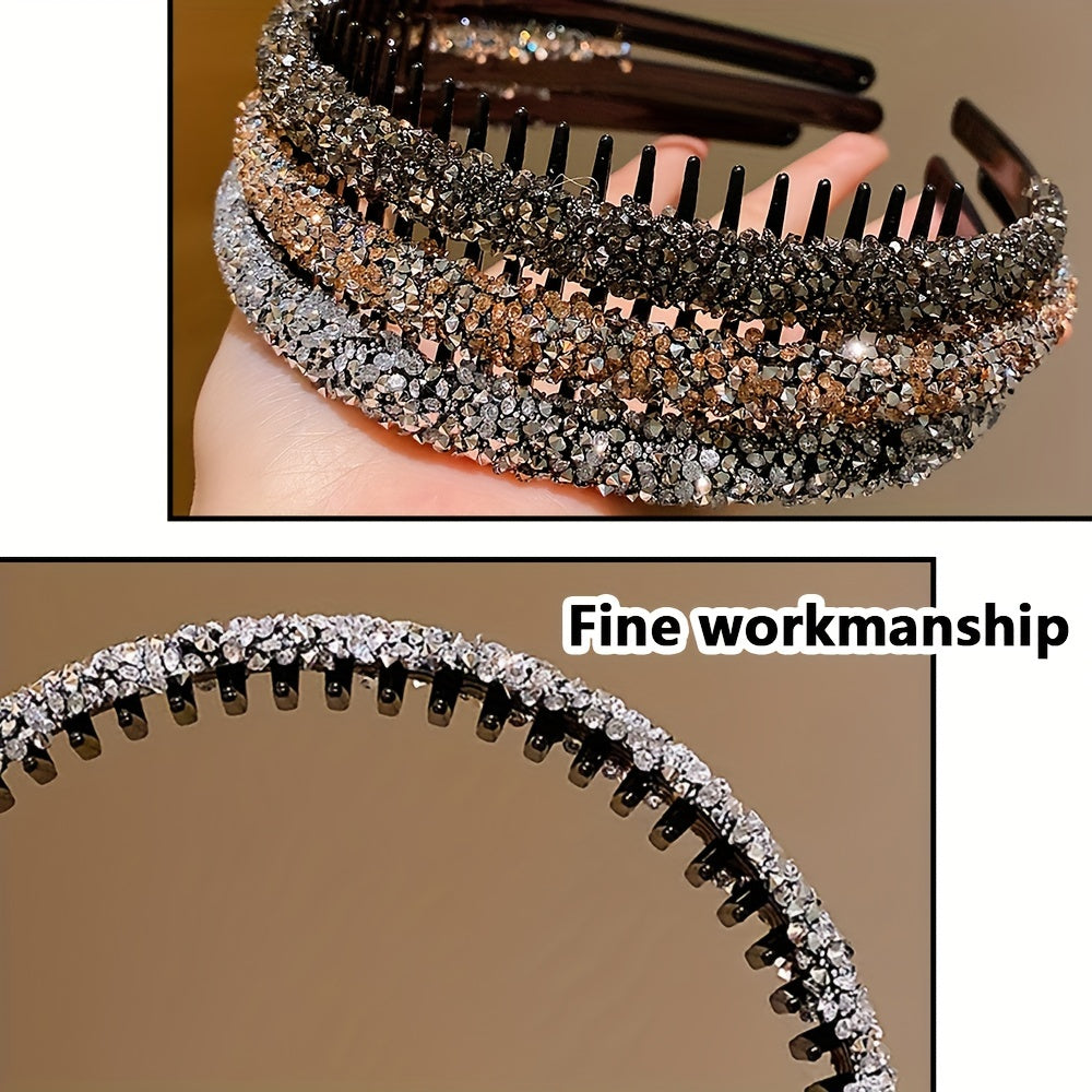 Girls Resin Hairbands Set 3 with Rhinestones for Ages 3-14