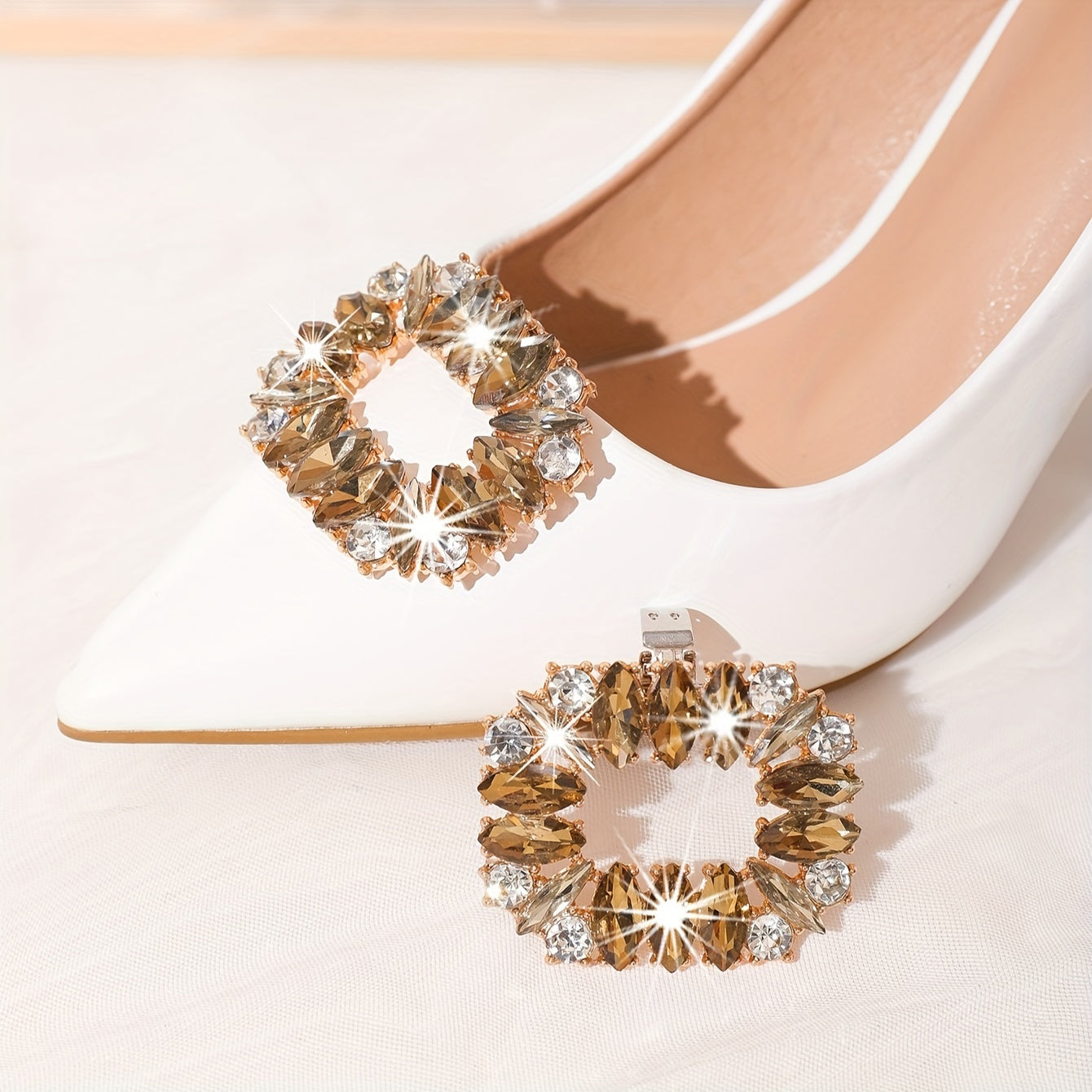 Women's Crystal Metal Buckle Shoe Accessories for High Heels and Dress Shoes