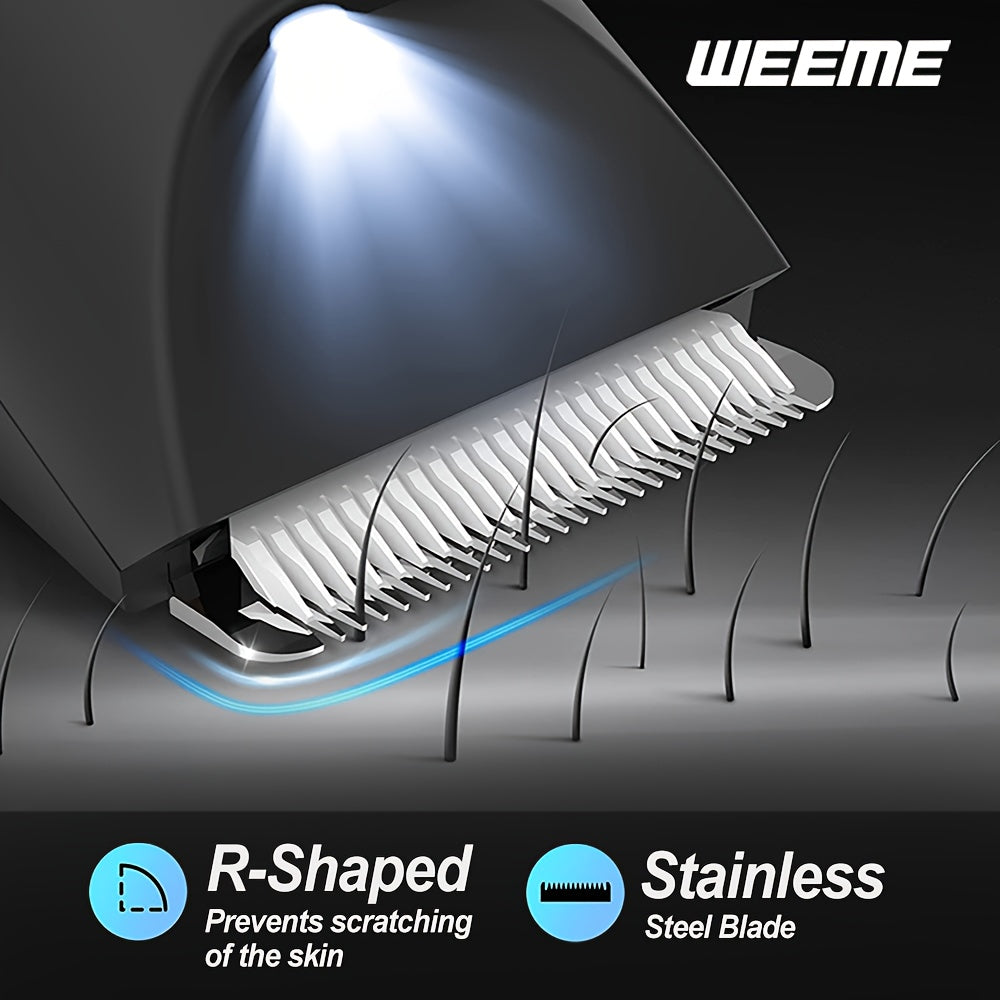 Recortador de vello corporal para pecho, piernas, axilas - Carga USB, pantalla LCD, luz LED