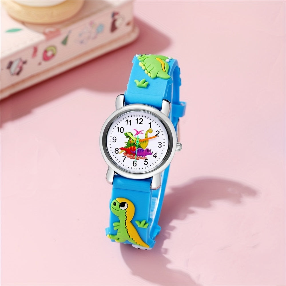 Kids' Dinosaur Quartz Watch for Children with Silicone Band and Colorful Design