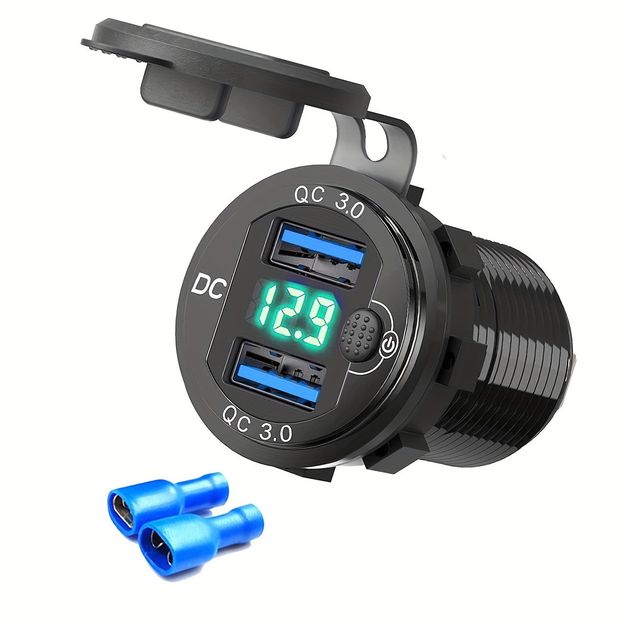 Dual USB Car Charger Aluminum Alloy Fast Charging Adapter for Vehicles Boats
