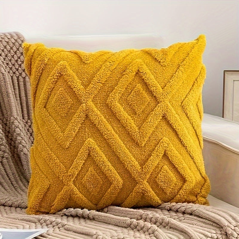 Yellow Faux Fur Pillow Cover for Sofa Couch Living Room Bedroom Car 18x18 Inches