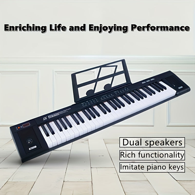 61-Key Portable Digital Piano Keyboard with Enhanced Sound Black for Beginners and Adults