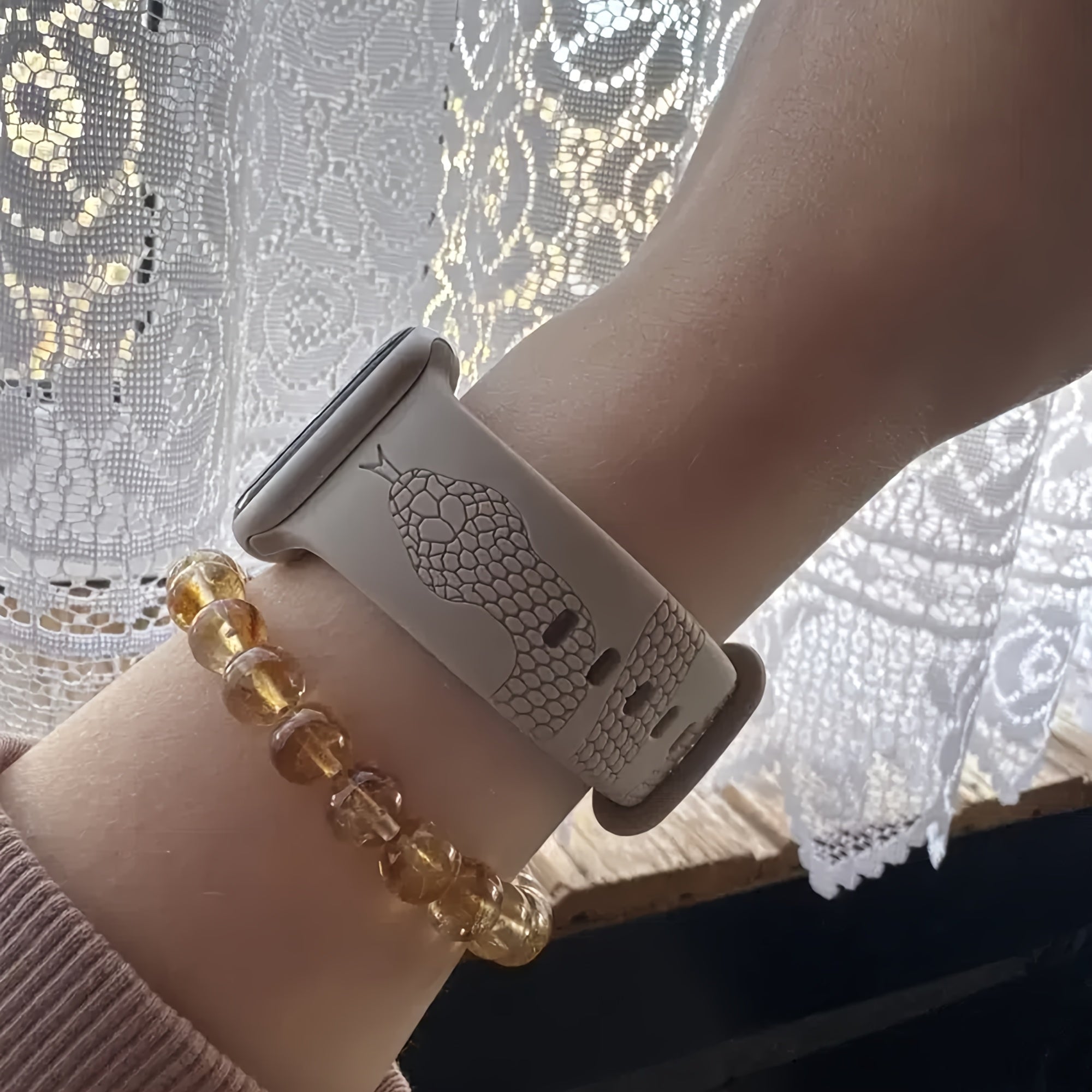 Silicone Apple Watch Band Snake Design Waterproof Durable Fits All Sizes for Summer Sports and Parties