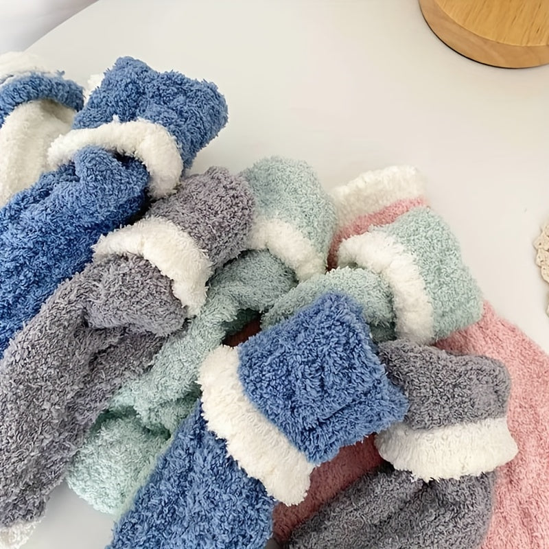 8 пар женских мягких коралловых флисовых носок пастельных цветов для зимы с ребристыми манжетами, уютные и милые