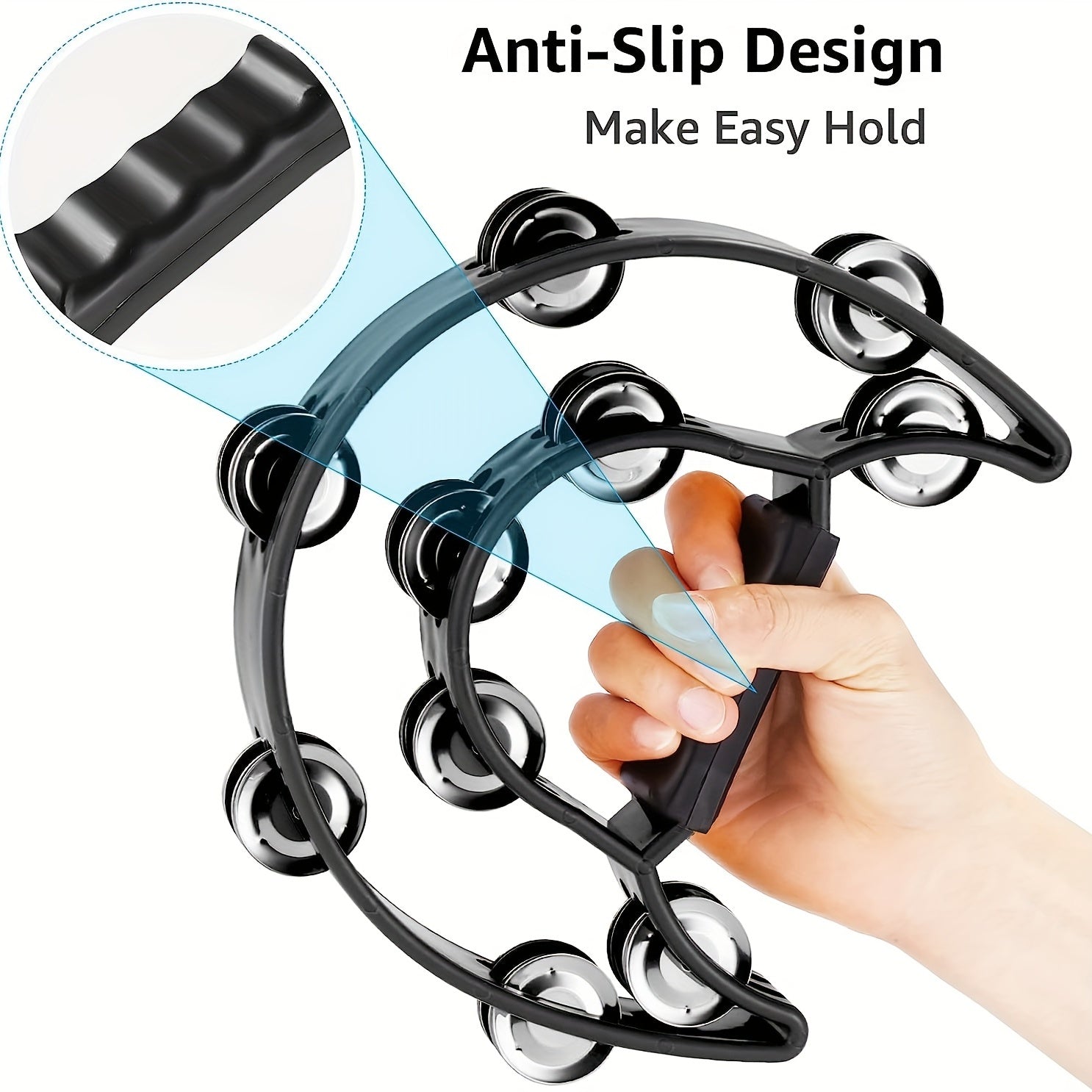 Eavnbaek Ikki Qatorli Qo'l Beli Tamburina - Qulay tutqich va mustahkam ABS korpusi bilan rang-barang metall jingil drum. Har qanday yoshdagi odamlar, partiyalar, guruhlar, KTV va baraban aksessuarlari uchun ideal.