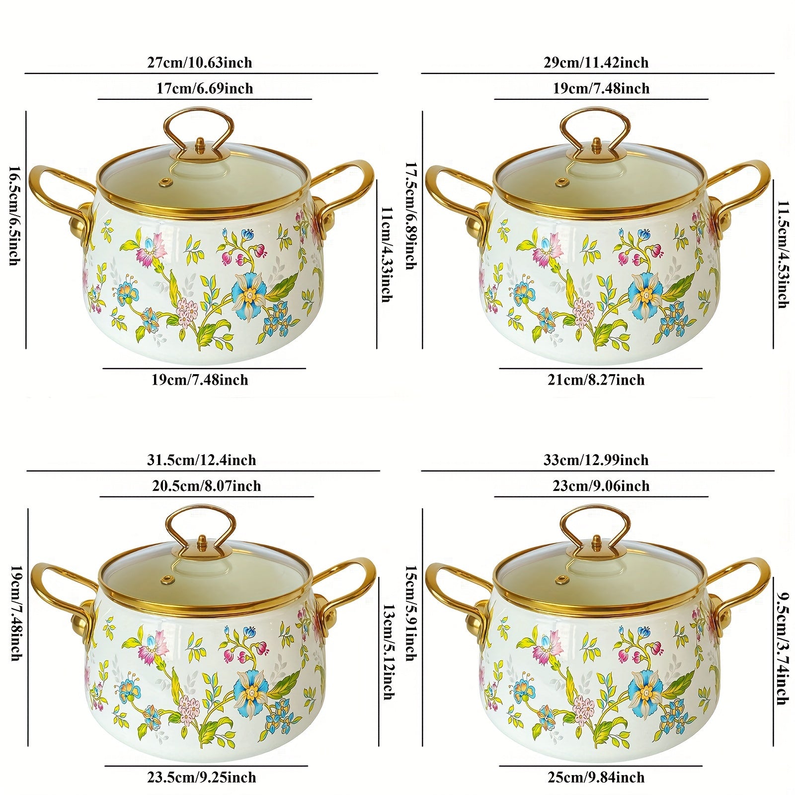 Zarif Frantsuz Gullar Enamel Pechka Qozon - Induksion Pishirish Plitalari uchun Mukammal, Elektr energiyasi talab qilinmaydi - Uy Oshxona va Ovqatlanish uchun Ideal