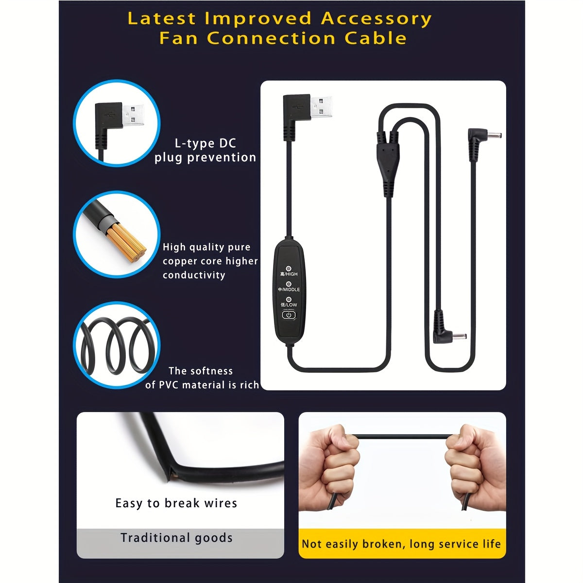 Ultra-Lightweight Wearable USB Fan for Cooling Work Clothes with 9 Blades and 3 Speed Settings