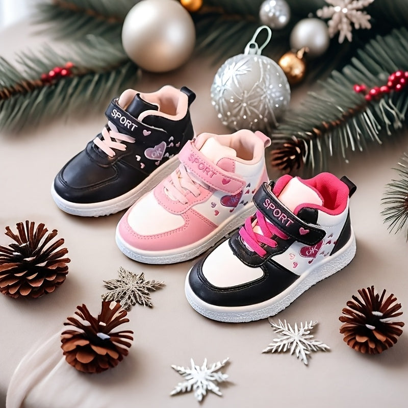 Girls' Embellished High Top Skate Shoes Lightweight Anti-Slip Casual Sneakers for Outdoor Walks