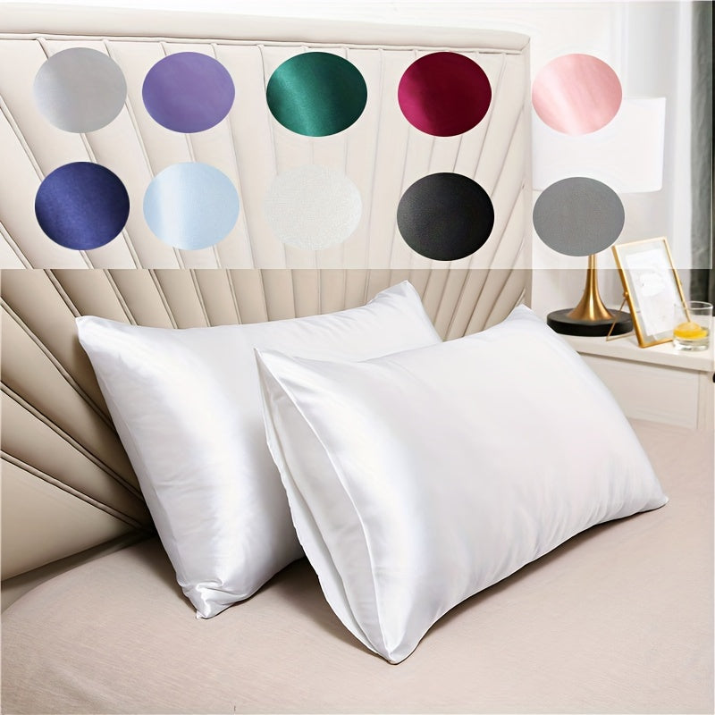 Two Pieces Satin Pillowcases Breathable Soft Envelope Design for Bedroom Sofa Home Decor