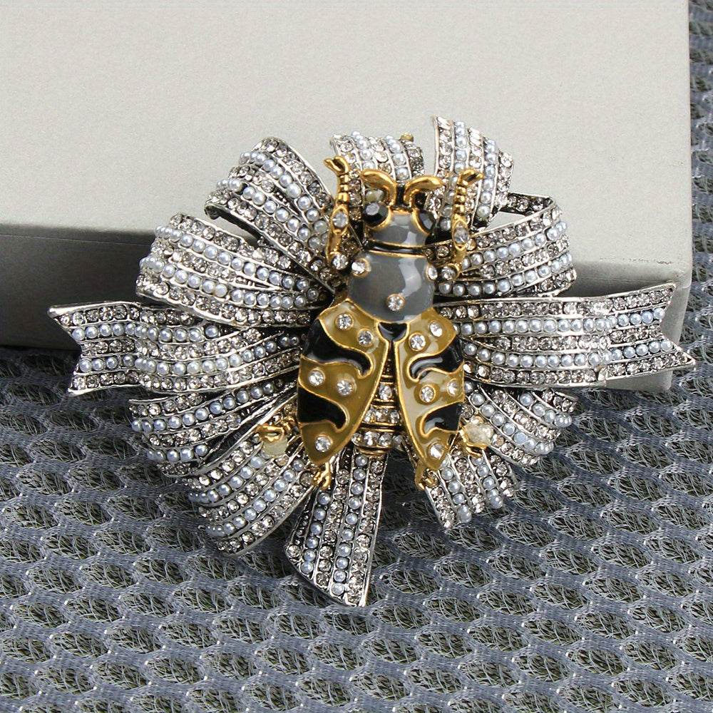 Классическая брошь в виде божьей коровки, украшенная сверкающими стразами - элегантная эмалевая булавка в антикварном дизайне для нее, идеальный рождественский подарок