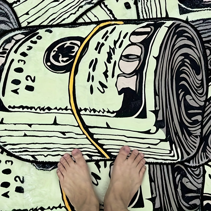 Festive Dollar Bill Pattern Carpet for Living Room or Bedroom Soft and Comfortable