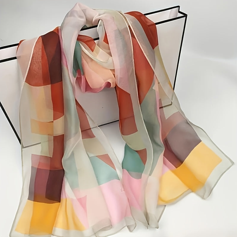Women's Geometric Print Polyester Scarf for All Seasons and Occasions