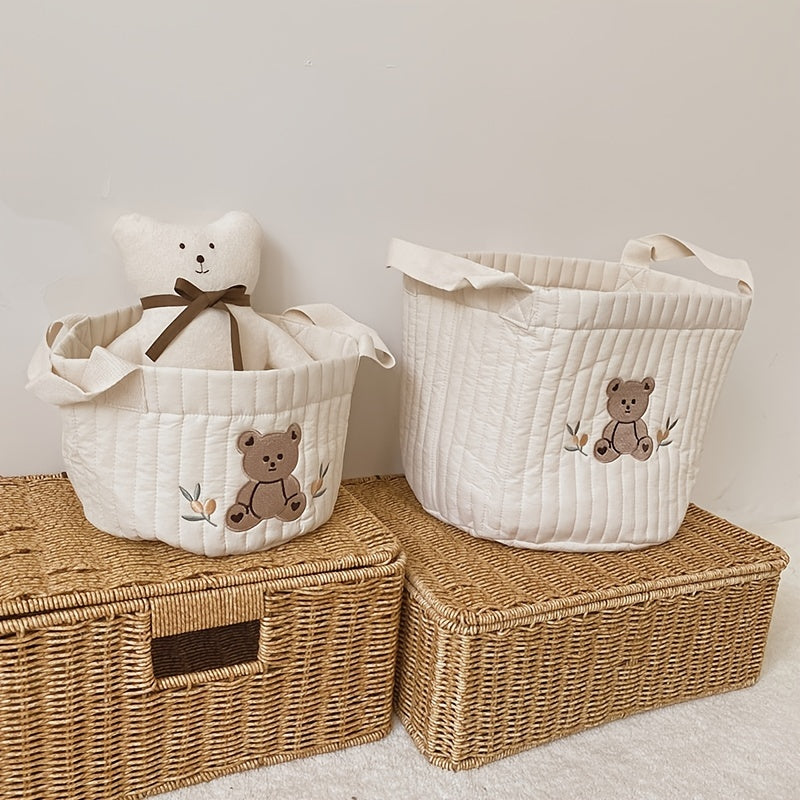 Quilted Fabric Storage Basket for Organizing Rooms and Closets