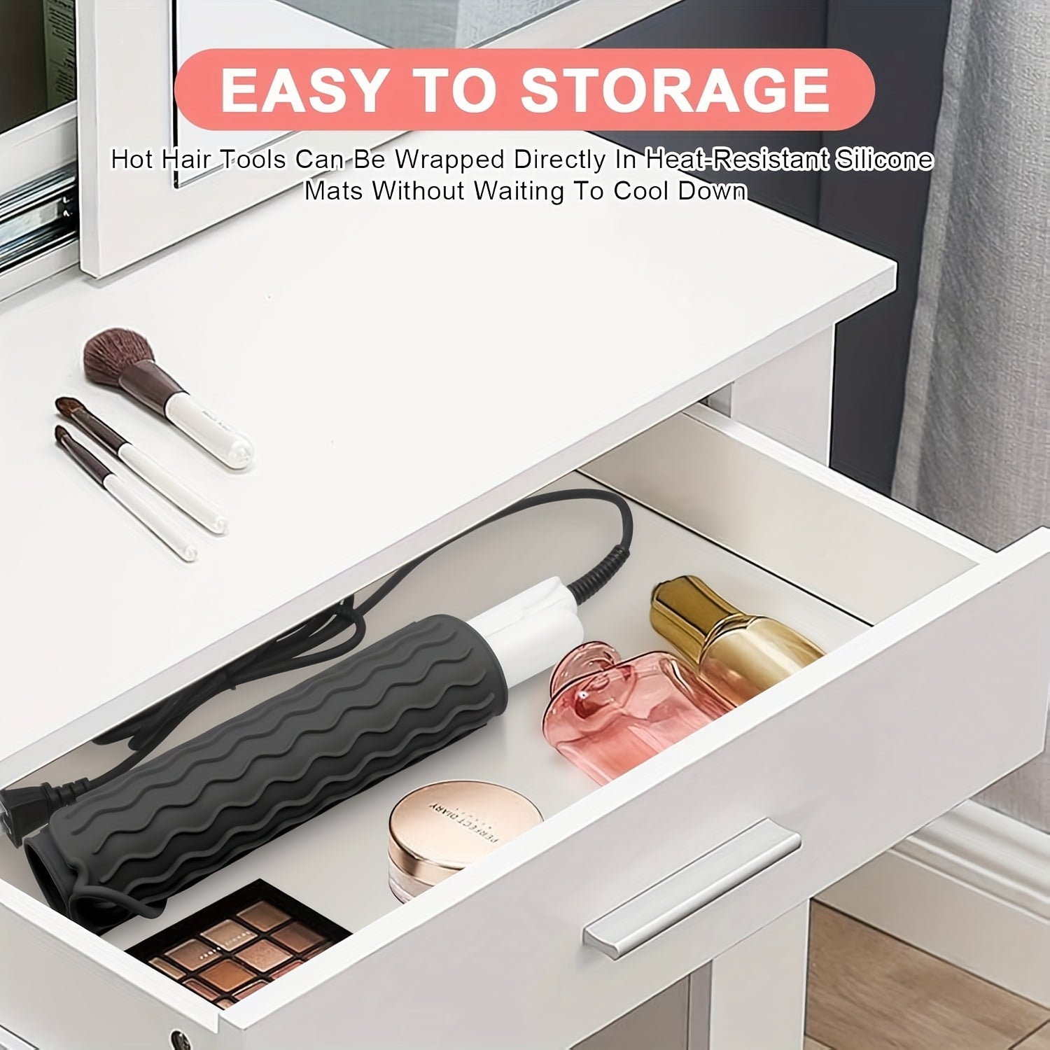 Tapete de viaje resistente al calor de silicona para herramientas de peinado 21x16 cm
