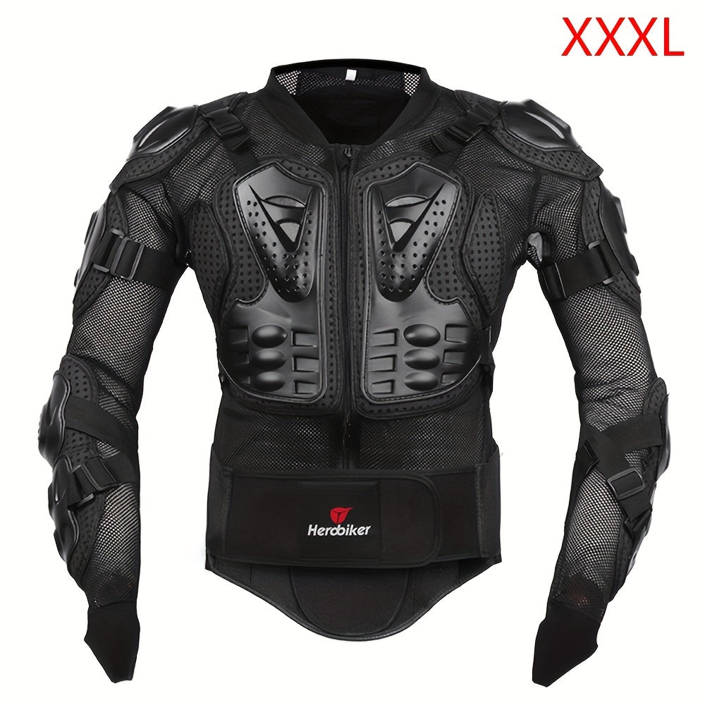 Unisex Black Motorcycle Armor Jacket Breathable Fabric Long Sleeve Zipper Riding Gear