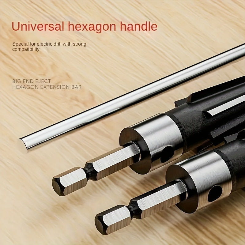 Tapered Hex Reamer Hand Tool for Taper Holes, Chamfering, Sinking Screws