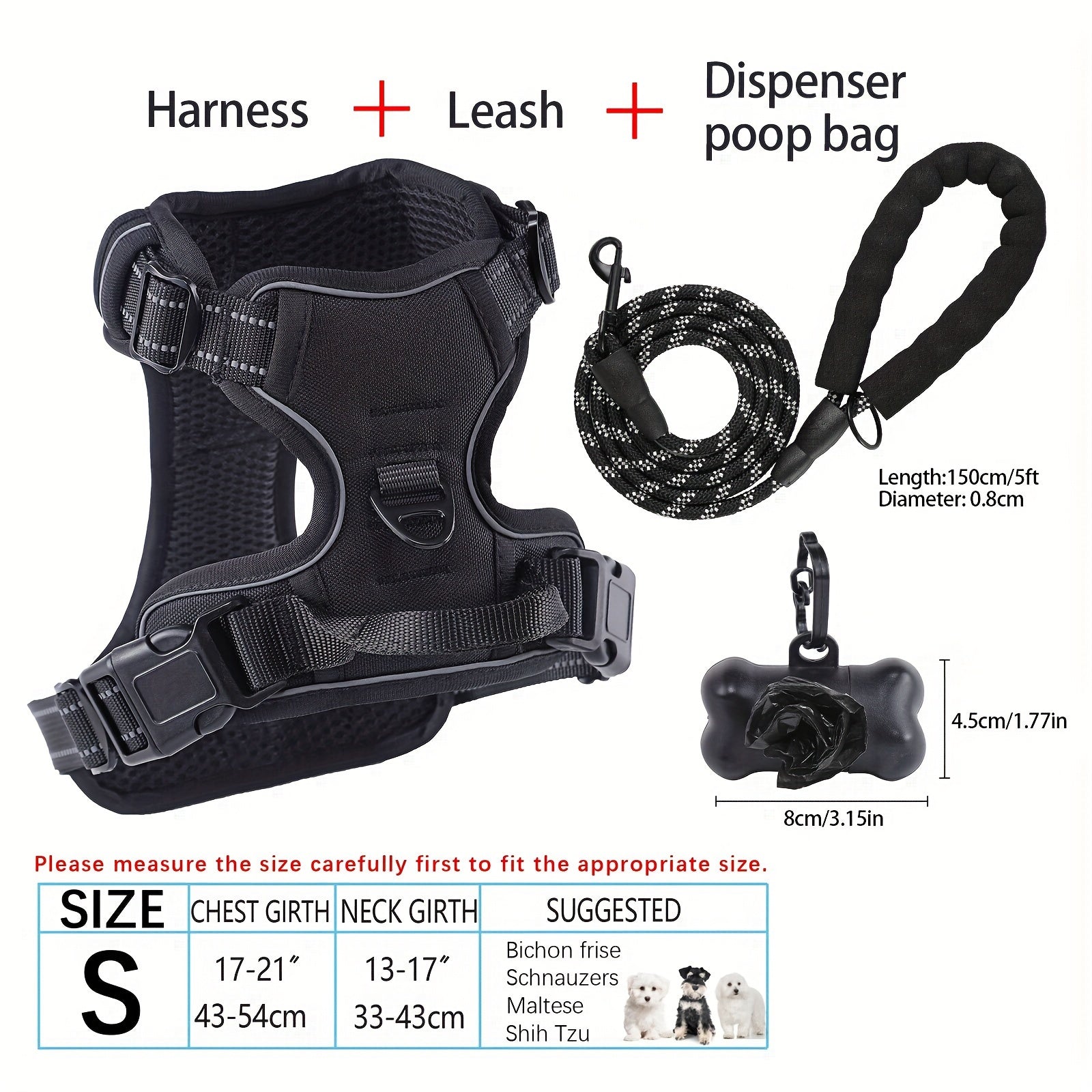 No-Pull Dog Harness and Leash Set with Reflective Features for Medium and Large Dogs