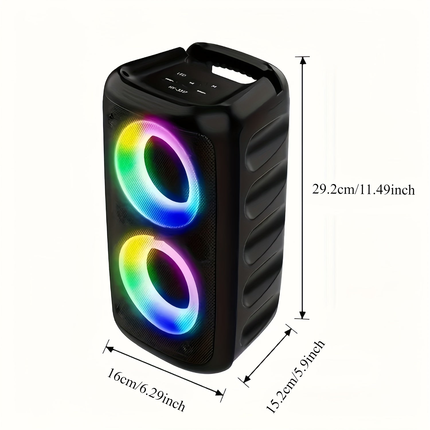 Wireless Bluetooth Speaker with Subwoofer Microphone Lights 10W High-Res Audio