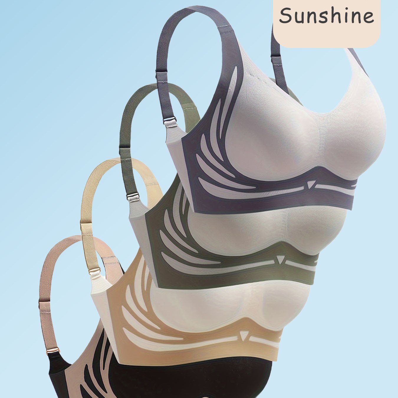 Women's Sports Bra Built-In Cup V-Neck Front Closure Yoga Running Comfortable