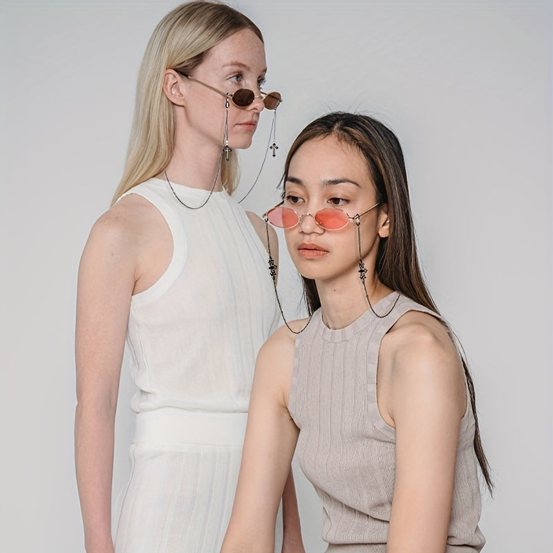 Set of 4 Gothic Black Bat Cross Moon Glasses Chains for Women and Men Eyeglass Retainer Lanyards