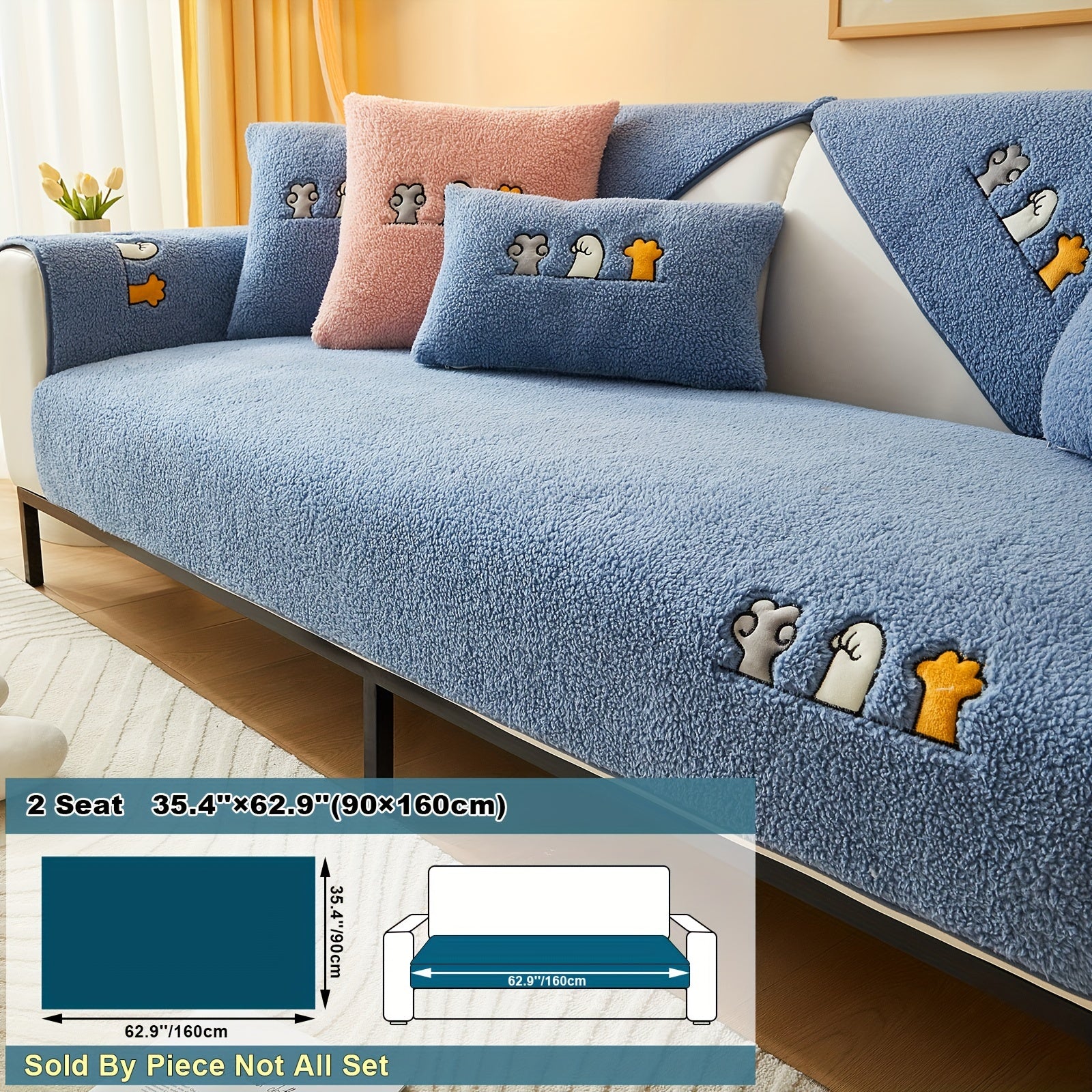 Плюшевый чехол на диван Sherpa, противоскользящий, защитный чехол для мебели для домашних животных для гостиной
