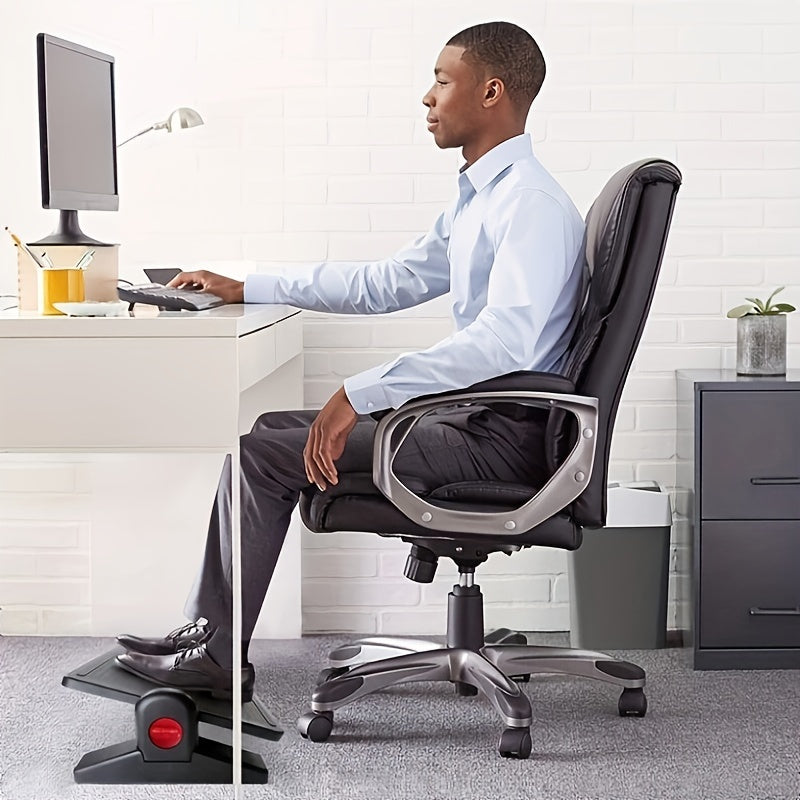 Office Desk Set with Pad Footstool and Adjustable Footrest Black Plastic