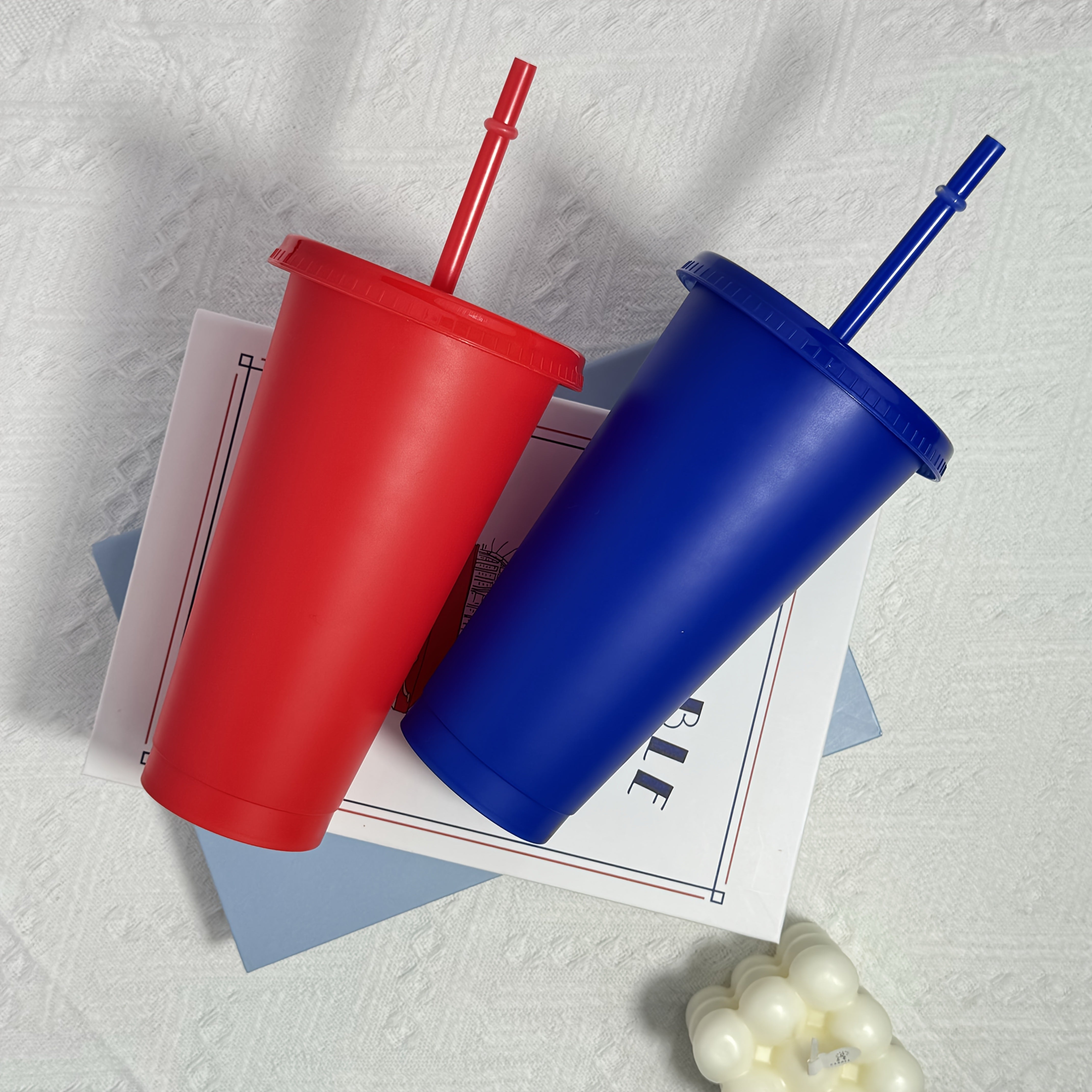 10-Pack 24oz BPA-Free Plastic Tumbler Cups with Lids and Straws for Travel and Parties