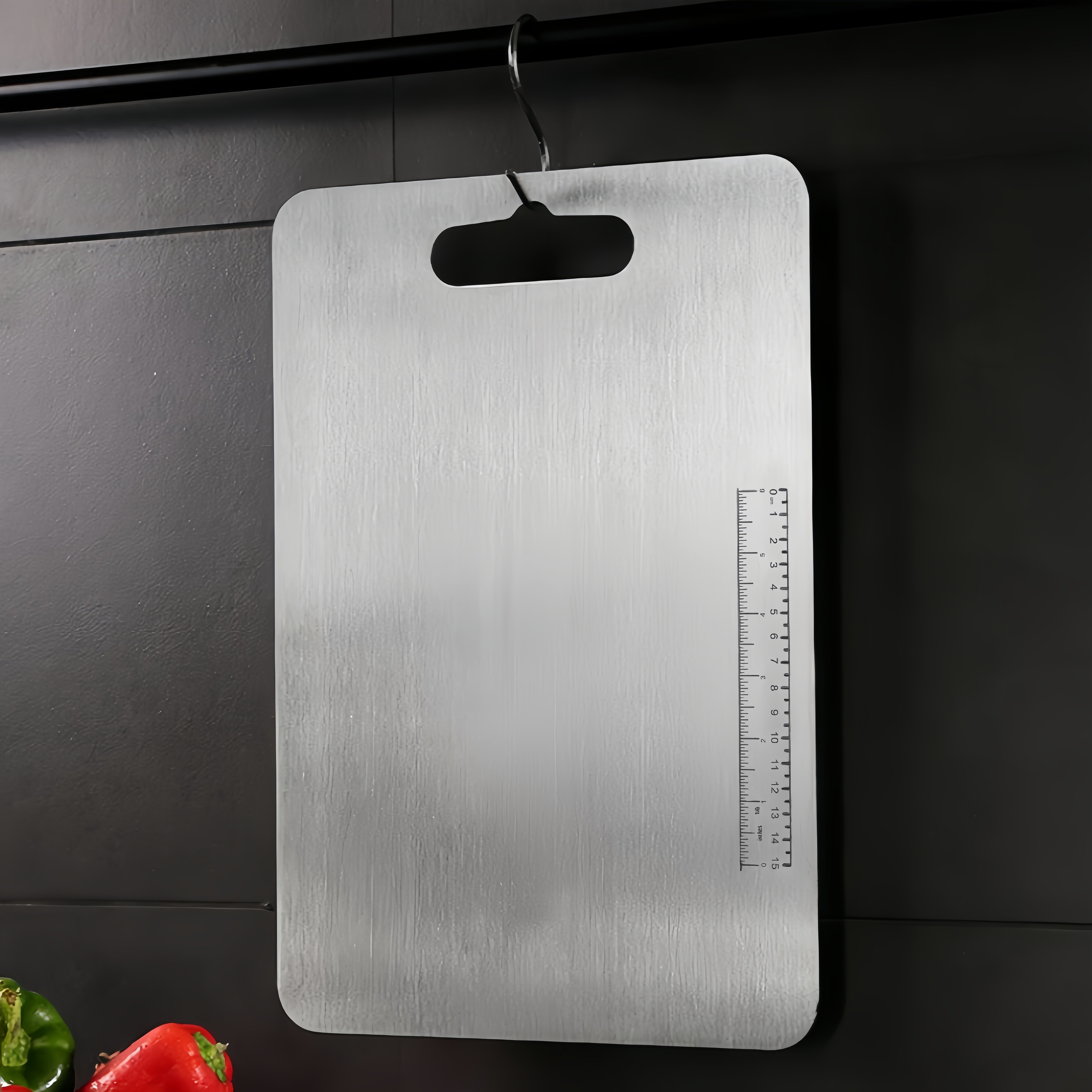 Stainless Steel Cutting Boards Set with Scales Double-Sided Food Grade Kitchen Tools