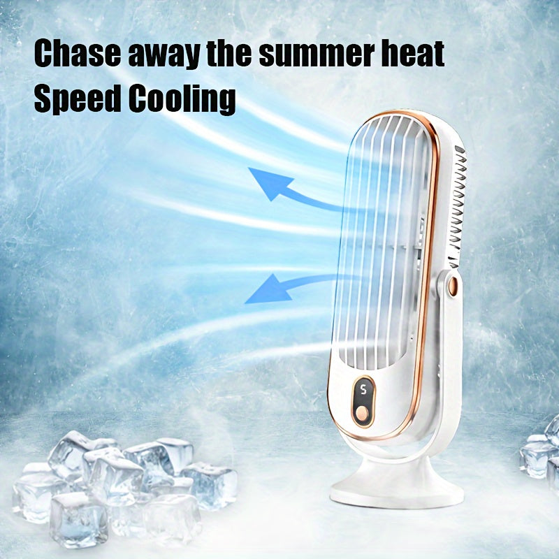 Portable USB Desktop Fan Dual Blade 5-Speed Adjustable 360° Rotation for Home Office Travel