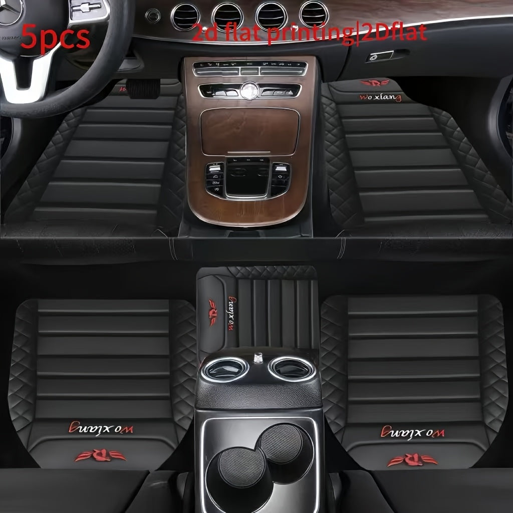 Universal Car Floor Mats 5pcs Polyester Stylish Protective Auto Liners