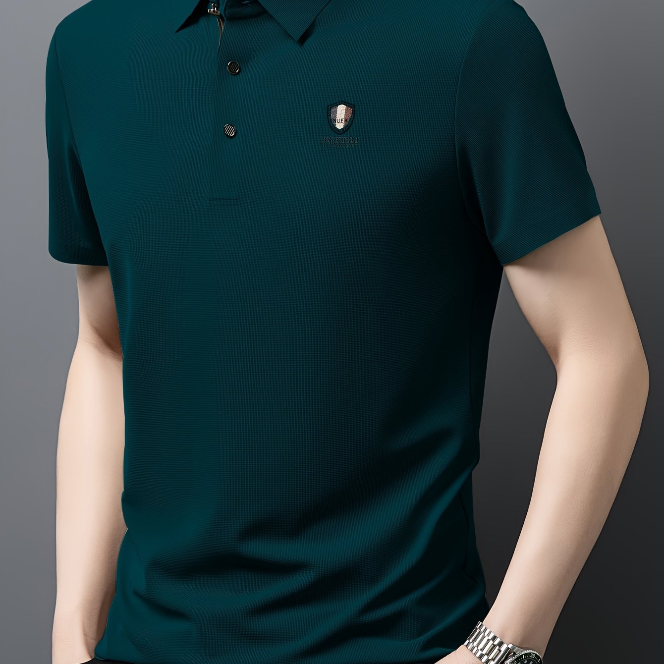 Мужская гольф-рубашка с геометрическим принтом, полиэстер, повседневная, весна, лето, осень