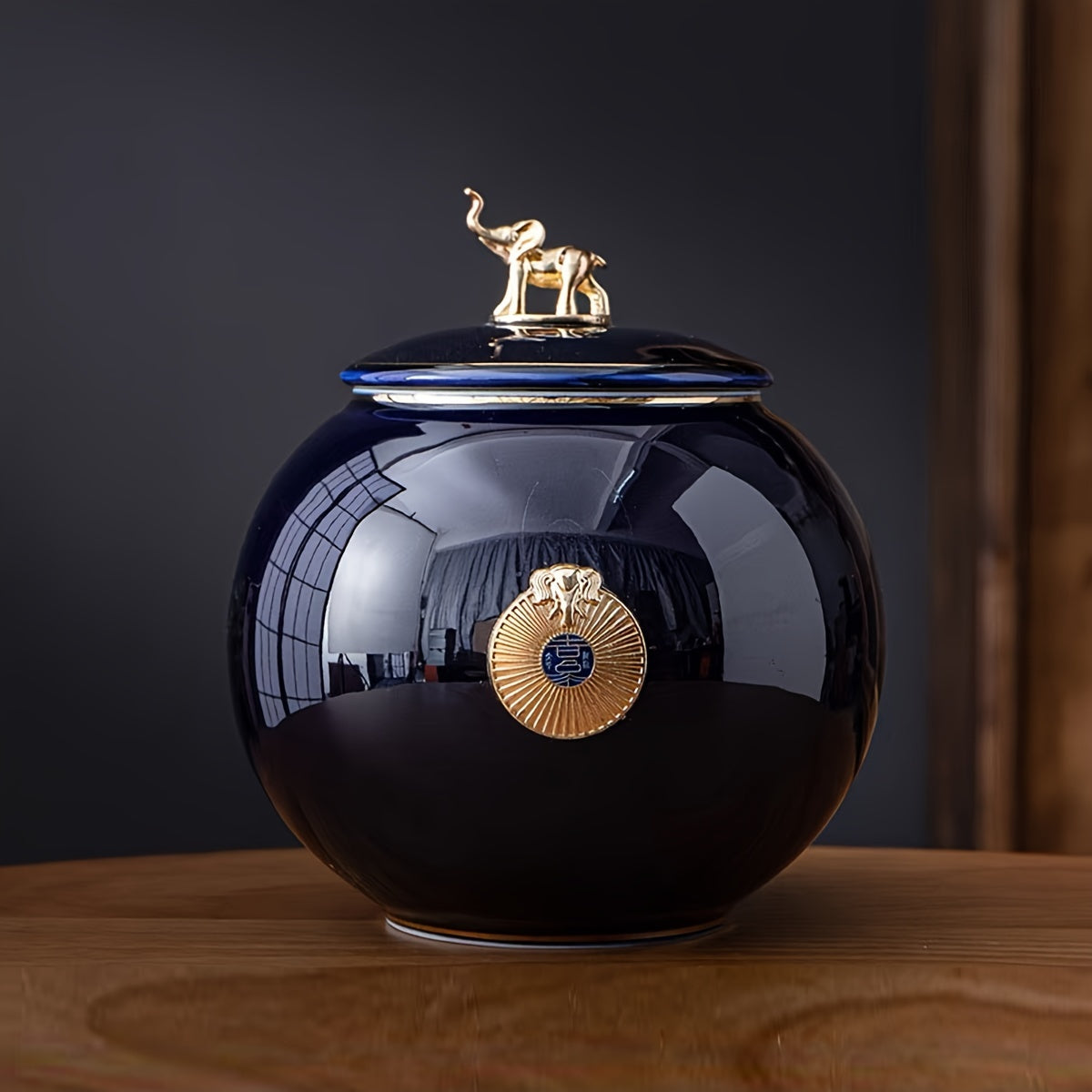 Chinese Ceramic Tea Jar Airtight Storage Canister for Coffee Beans Sugar Cereal