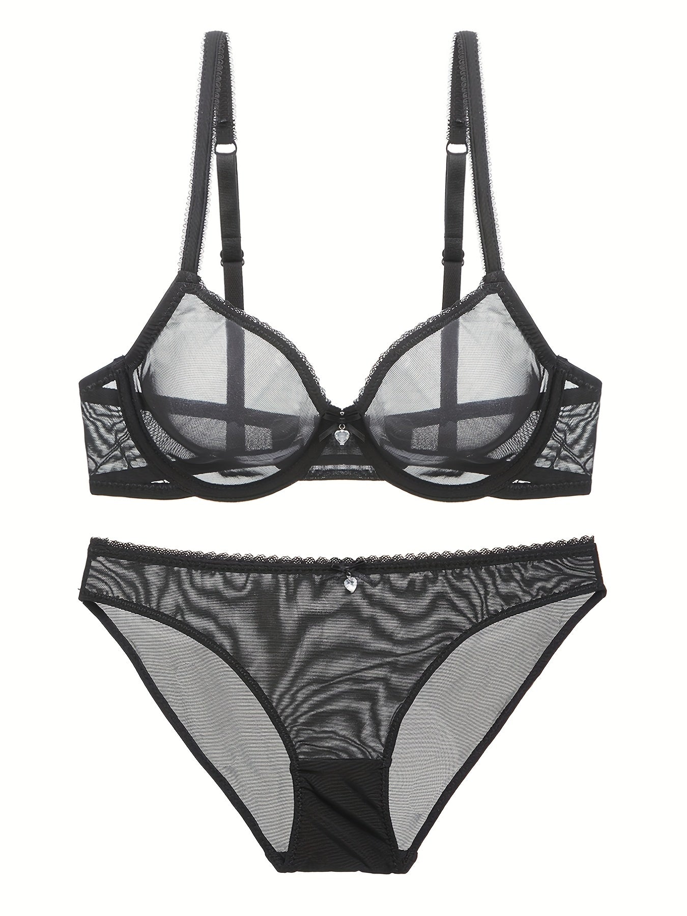 Women's Lingerie Set Mesh Lace Plus Size Nylon Spandex Thin Cups Hand Washable