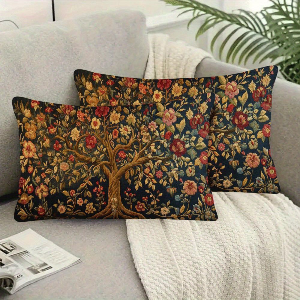 Set of 2 Tree of Life Pillow Covers 50.8x30.48cm Indoor Outdoor Decorative Zipper Closure
