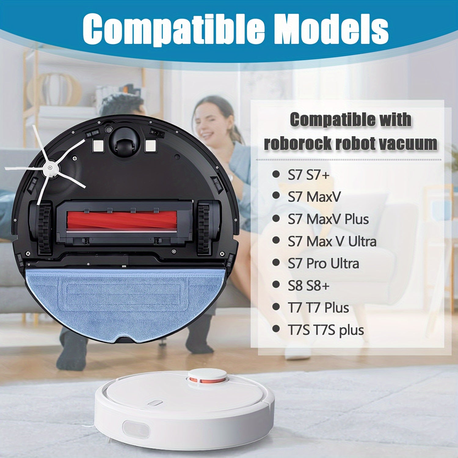 Set of 6 Microfiber Mop Pads for Robot Vacuums, Durable Dual Zone Attachments