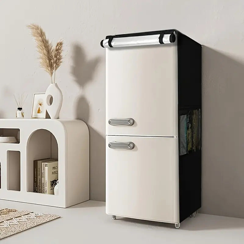 Outdoor Mini Refrigerator Cover Waterproof Black Polyester Dust and Sun Proof Upright Freezer Cover