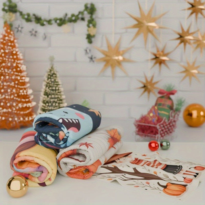Set of Four Christmas Kitchen Towels, Soft Polyester, 45x66 cm, Fantasy Design