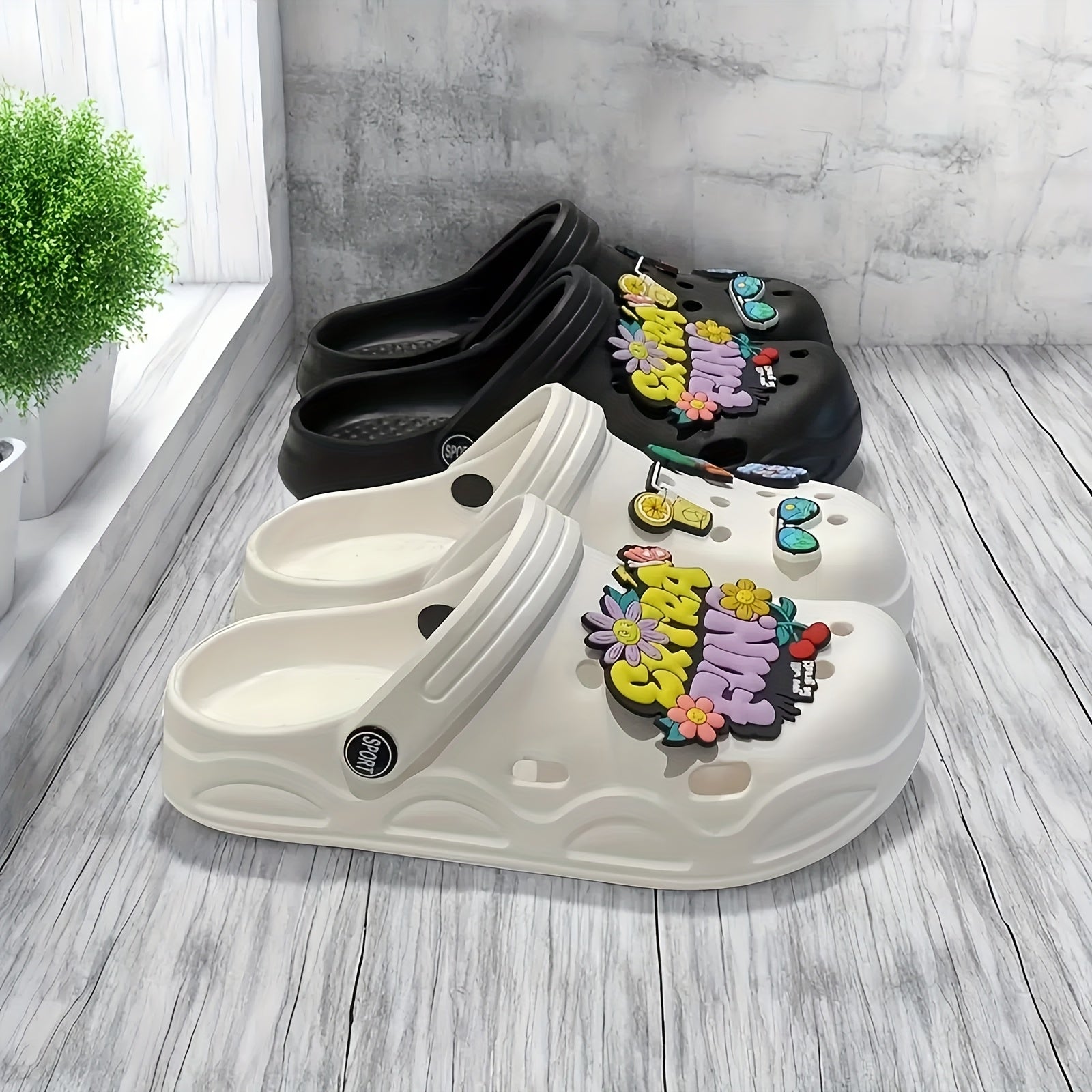 Women's EVA Flat Summer Shoes Beach Water Sandals with Accessories