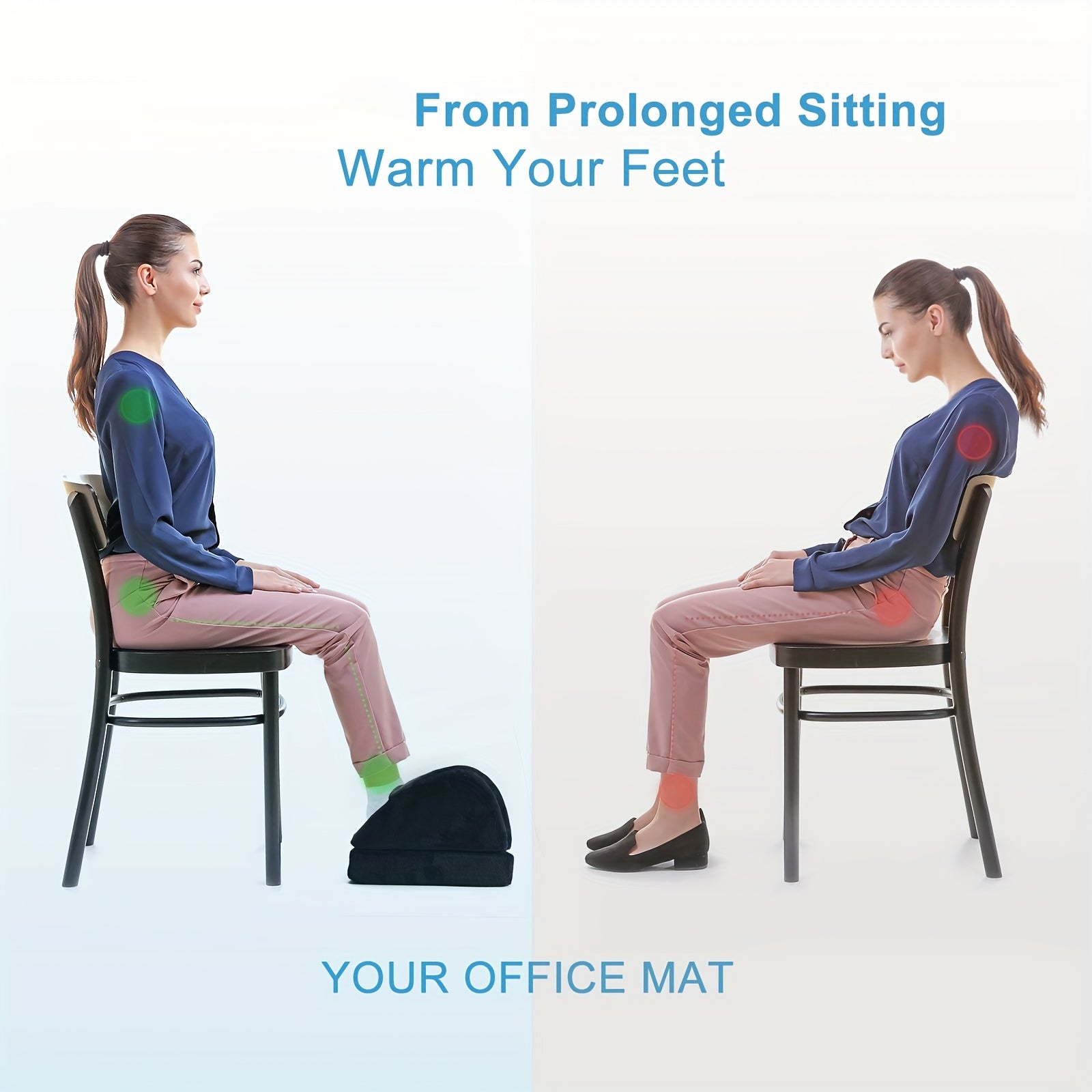 Ergonomic Black Felt Foot Rest with Adjustable Height and Plush Pockets