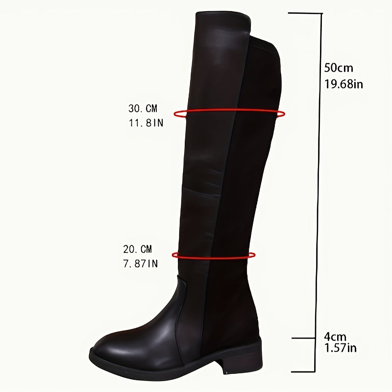 Женские ботинки из искусственной кожи на низком каблуке до середины икры с молнией, противоскользящая подошва