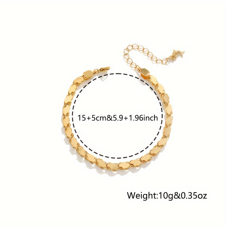 Ручная работа: цепочка-браслет с настоящим золотым покрытием, элегантный медный сплав, простой стиль для женщин, идеально подходит для повседневной носки и отпусков - универсальный аксессуар для любого сезона