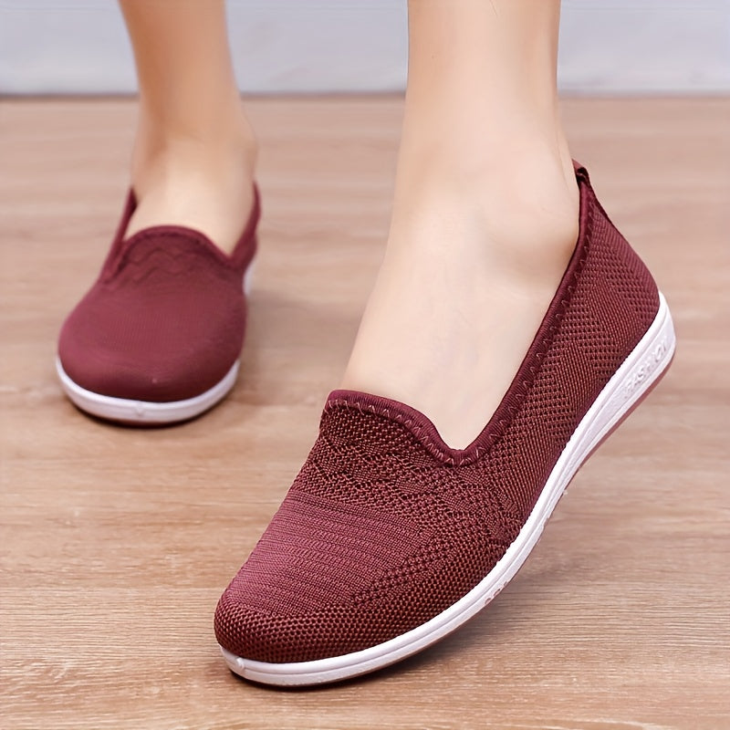 Women's Breathable Slip-On Flats Summer Casual Pink Round Toe Shoes